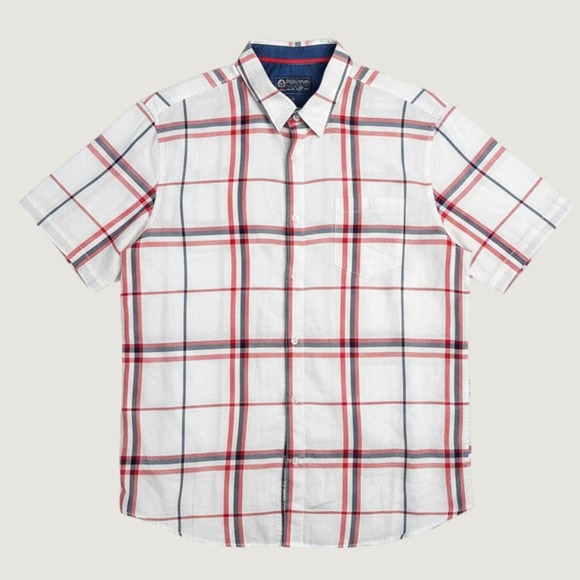 American Rag Other - American Rag VTG‎ Plaid Mens Large Red White Blue Short Sleeve Cotton Shirt